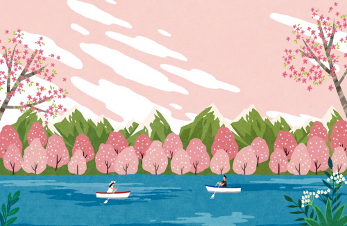 Bj그림벽지 AT1174930 계절 봄 인물 벽화 꾸미기 뮤럴벽지