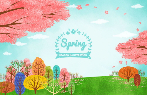 Bj그림벽지 AT1180442 계절 봄 인물 벽화 꾸미기 뮤럴벽지