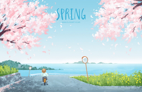 Bj그림벽지 AT1316784 계절 봄 인물 벽화 꾸미기 뮤럴벽지