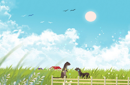 Bj그림벽지 AT1507780 계절 봄 인물 벽화 꾸미기 뮤럴벽지