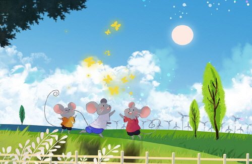 Bj그림벽지 AT1514487 계절 봄 인물 벽화 꾸미기 뮤럴벽지