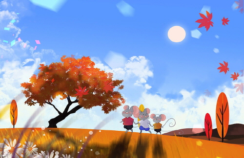 Bj그림벽지 AT1514488 계절 봄 인물 벽화 꾸미기 뮤럴벽지