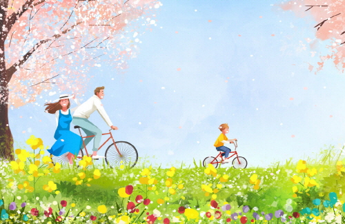 Bj그림벽지 AT1536587 계절 봄 인물 벽화 꾸미기 뮤럴벽지