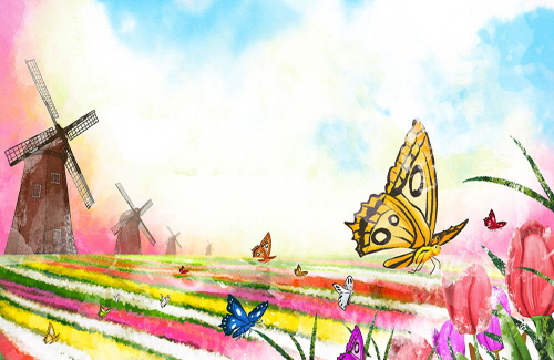 Bj그림벽지 AT1538874 계절 봄 인물 벽화 꾸미기 뮤럴벽지