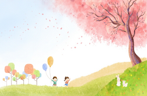 Bj그림벽지 AT16249953 계절 봄 인물 벽화 꾸미기 뮤럴벽지