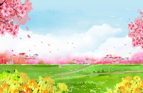 Bj그림벽지 AT16250480 계절 봄 인물 벽화 꾸미기 뮤럴벽지