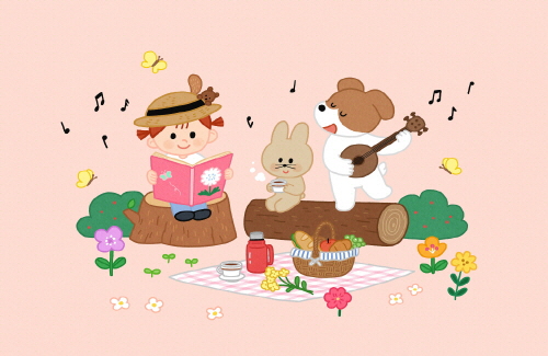 Bj그림벽지 AT16252287 계절 봄 인물 벽화 꾸미기 뮤럴벽지