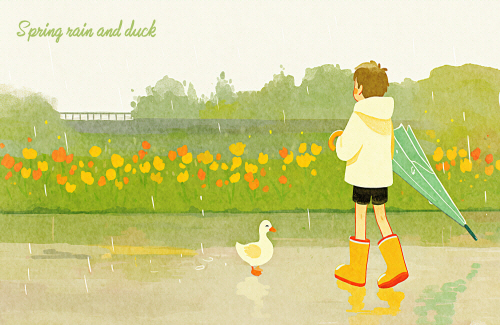 Bj그림벽지 AT16999780 계절 봄 인물 벽화 꾸미기 뮤럴벽지