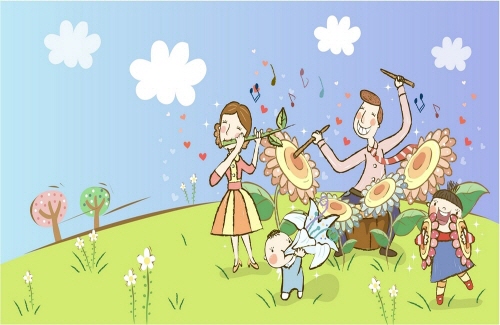 Bj그림벽지 AT210601 계절 봄 인물 벽화 꾸미기 뮤럴벽지