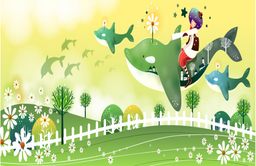 Bj그림벽지 AT231303 계절 봄 인물 벽화 꾸미기 뮤럴벽지