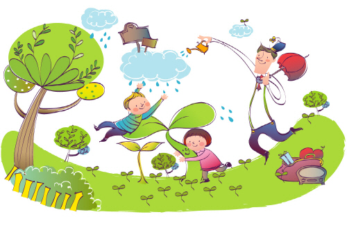 Bj그림벽지 AT232446 계절 봄 인물 벽화 꾸미기 뮤럴벽지