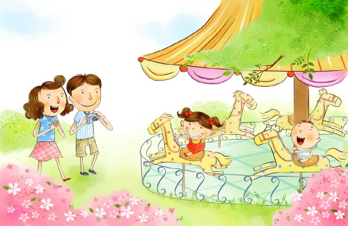 Bj그림벽지 AT232743 계절 봄 인물 벽화 꾸미기 뮤럴벽지