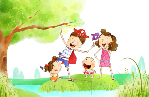 Bj그림벽지 AT232746 계절 봄 인물 벽화 꾸미기 뮤럴벽지