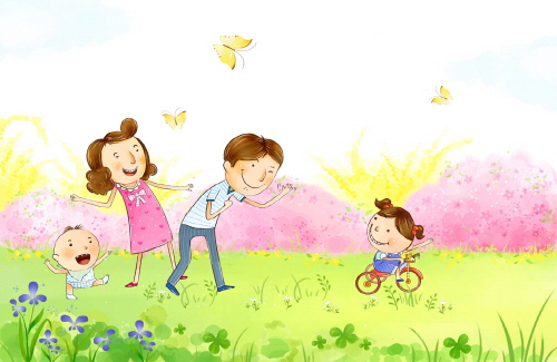 Bj그림벽지 AT232748 계절 봄 인물 벽화 꾸미기 뮤럴벽지