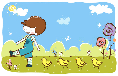 Bj그림벽지 AT232825 계절 봄 인물 벽화 꾸미기 뮤럴벽지