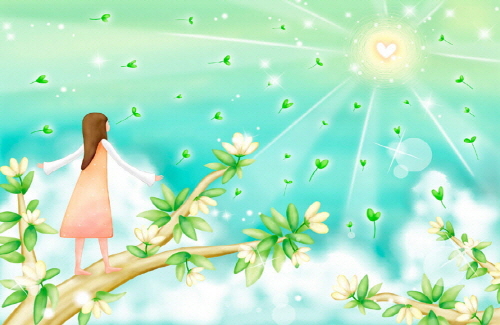 Bj그림벽지 AT243488 계절 봄 인물 벽화 꾸미기 뮤럴벽지