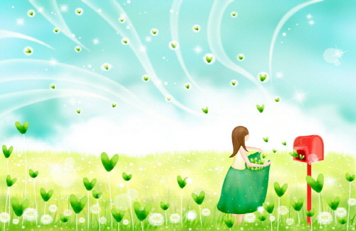 Bj그림벽지 AT243491 계절 봄 인물 벽화 꾸미기 뮤럴벽지