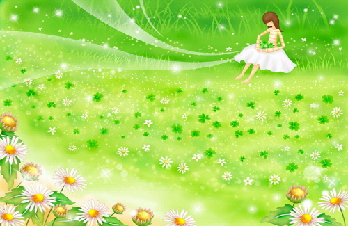 Bj그림벽지 AT243496 계절 봄 인물 벽화 꾸미기 뮤럴벽지