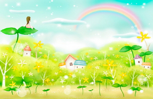 Bj그림벽지 AT243499 계절 봄 인물 벽화 꾸미기 뮤럴벽지