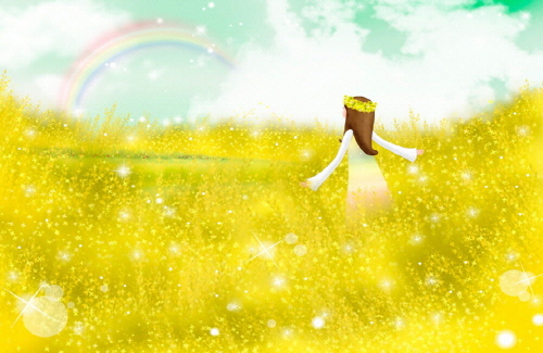 Bj그림벽지 AT243500 계절 봄 인물 벽화 꾸미기 뮤럴벽지