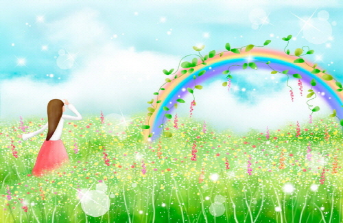 Bj그림벽지 AT243503 계절 봄 인물 벽화 꾸미기 뮤럴벽지