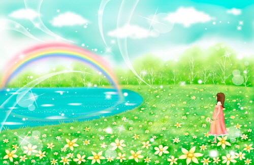 Bj그림벽지 AT243504 계절 봄 인물 벽화 꾸미기 뮤럴벽지