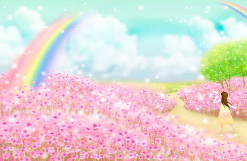 Bj그림벽지 AT243507 계절 봄 인물 벽화 꾸미기 뮤럴벽지