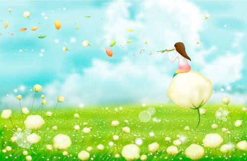 Bj그림벽지 AT243508 계절 봄 인물 벽화 꾸미기 뮤럴벽지