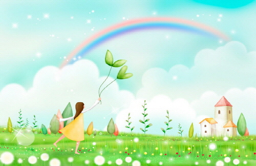 Bj그림벽지 AT243511 계절 봄 인물 벽화 꾸미기 뮤럴벽지