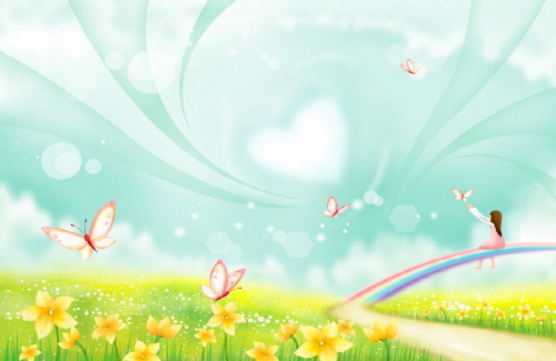 Bj그림벽지 AT243512 계절 봄 인물 벽화 꾸미기 뮤럴벽지