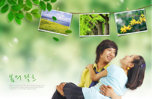 Bj그림벽지 AT244910 계절 봄 인물 벽화 꾸미기 뮤럴벽지