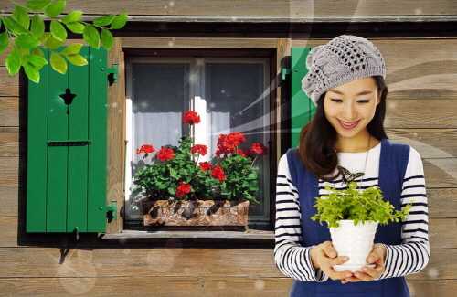 Bj그림벽지 AT244916 계절 봄 인물 벽화 꾸미기 뮤럴벽지