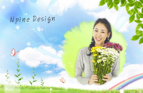 Bj그림벽지 AT244917 계절 봄 인물 벽화 꾸미기 뮤럴벽지