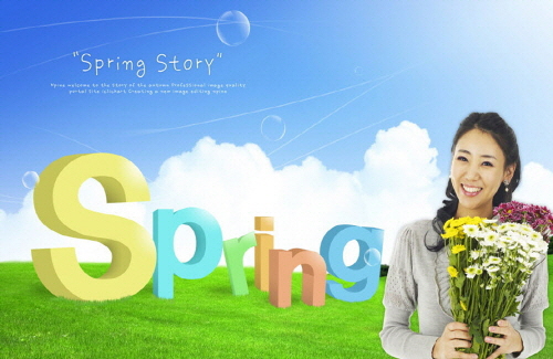 Bj그림벽지 AT244929 계절 봄 인물 벽화 꾸미기 뮤럴벽지