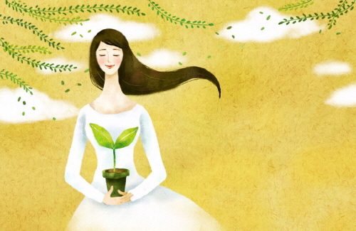 Bj그림벽지 AT296480 계절 봄 인물 벽화 꾸미기 뮤럴벽지