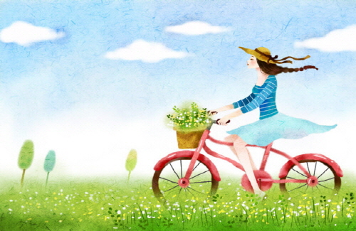 Bj그림벽지 AT296482 계절 봄 인물 벽화 꾸미기 뮤럴벽지