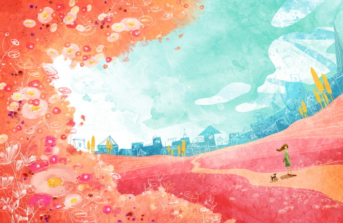 Bj그림벽지 AT572255 계절 봄 인물 벽화 꾸미기 뮤럴벽지