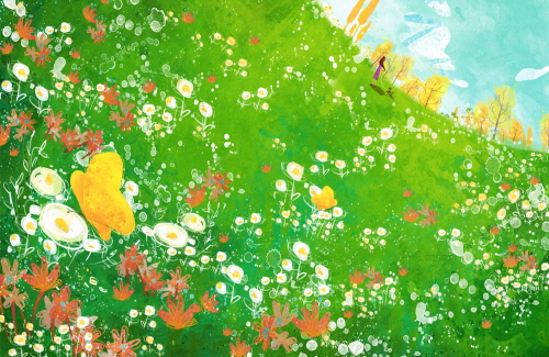 Bj그림벽지 AT572263 계절 봄 인물 벽화 꾸미기 뮤럴벽지