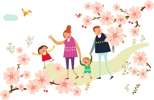 Bj그림벽지 AT661517 계절 봄 인물 벽화 꾸미기 뮤럴벽지