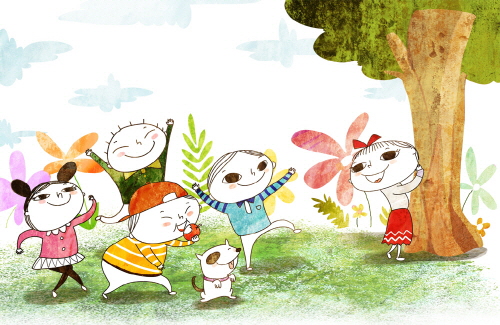 Bj그림벽지 AT912928 계절 봄 인물 벽화 꾸미기 뮤럴벽지