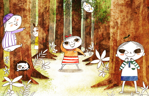 Bj그림벽지 AT912929 계절 봄 인물 벽화 꾸미기 뮤럴벽지