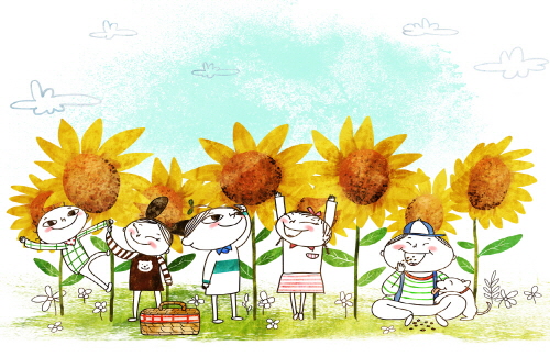 Bj그림벽지 AT912936 계절 봄 인물 벽화 꾸미기 뮤럴벽지