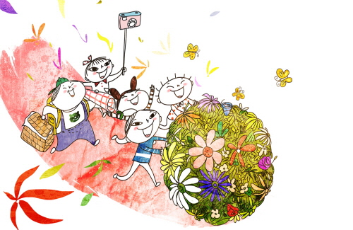 Bj그림벽지 AT912939 계절 봄 인물 벽화 꾸미기 뮤럴벽지