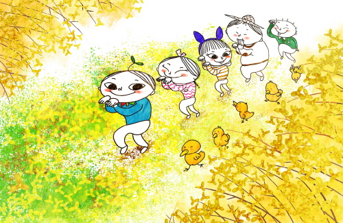 Bj그림벽지 AT912940 계절 봄 인물 벽화 꾸미기 뮤럴벽지