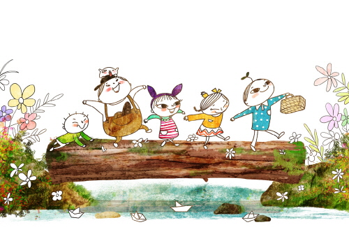 Bj그림벽지 AT912943 계절 봄 인물 벽화 꾸미기 뮤럴벽지