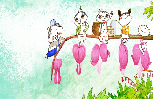 Bj그림벽지 AT912948 계절 봄 인물 벽화 꾸미기 뮤럴벽지