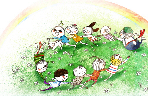 Bj그림벽지 AT912950 계절 봄 인물 벽화 꾸미기 뮤럴벽지