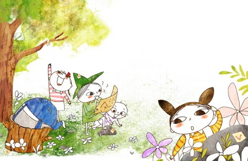 Bj그림벽지 AT912953 계절 봄 인물 벽화 꾸미기 뮤럴벽지