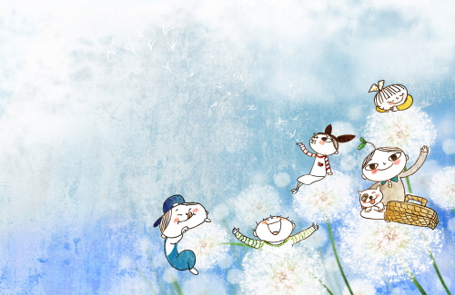 Bj그림벽지 AT912956 계절 봄 인물 벽화 꾸미기 뮤럴벽지