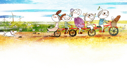 Bj그림벽지 AT912957 계절 봄 인물 벽화 꾸미기 뮤럴벽지